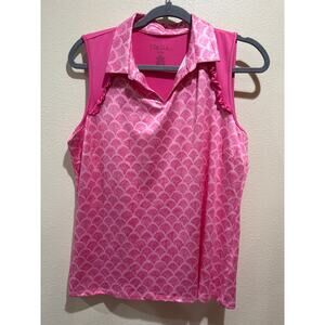 Stella Parker Ruffle Raglan Polo Shirt golf Sleeveless womens medium